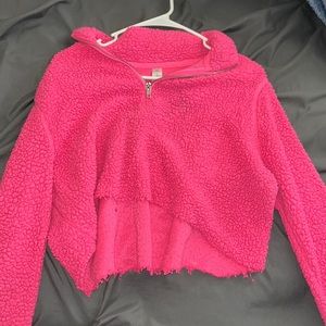 Pink furry, long sleeve sweater